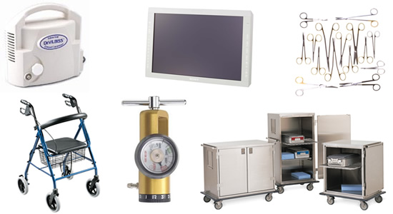 Huge selection of new hospital equipment and medical supplies.